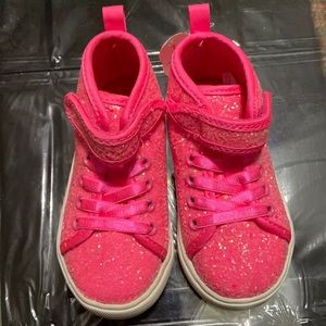 Sparkly pink high top sneakers